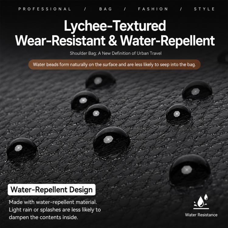 WEIXIER lychee-textured bag material in dark finish with water droplets