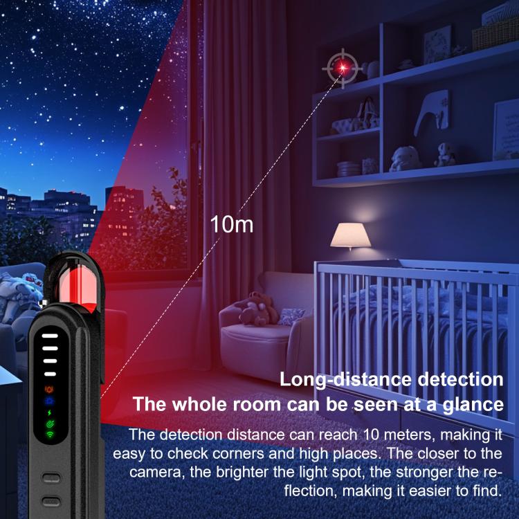 Handheld infrared camera detector with extended antenna and multi-color LED lights