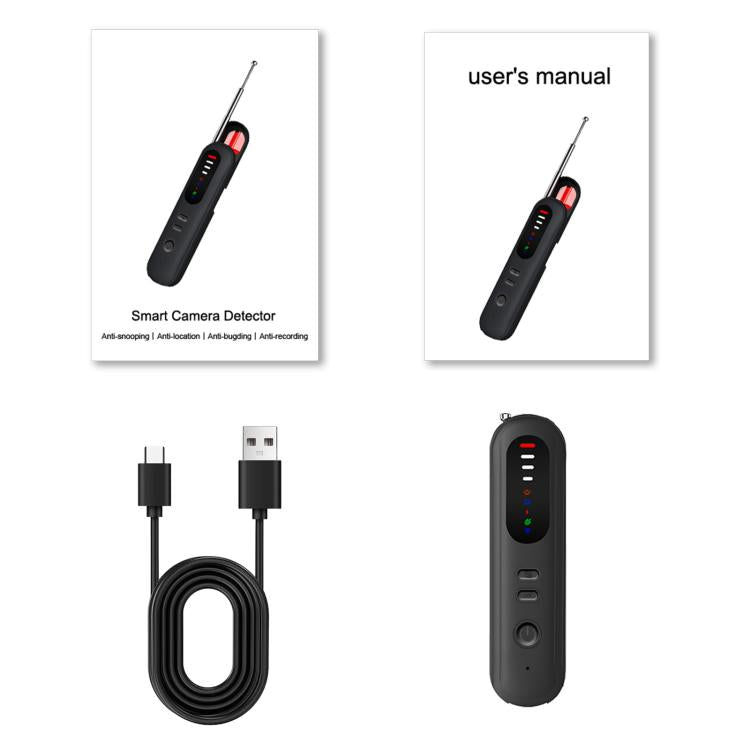 Handheld infrared camera detector with antenna, USB Type-C cable, and user manual