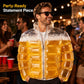 Inflatable transparent beer jacket with amber foam-filled front and front zipper