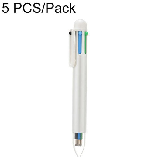 White retractable ballpoint pen with multi-color click tip