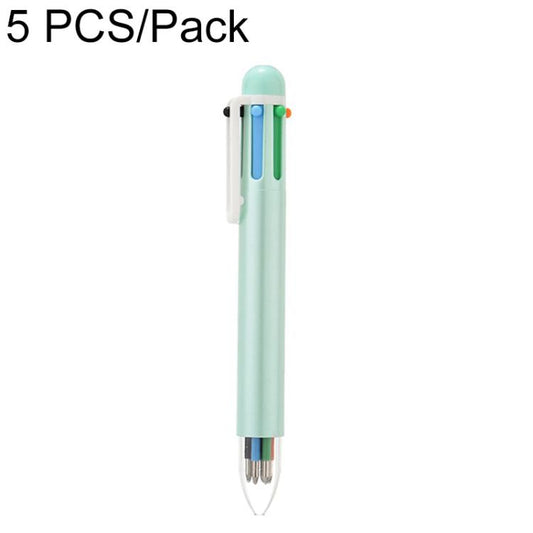 Green retractable ballpoint pen with multi-color click tip