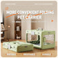 Green foldable pet carrier with clear window and metal grid ventilation, compact design