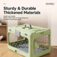 Green foldable pet carrier crate with thickened body and metal mesh front panels