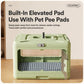 Green foldable pet carrier crate with built-in elevated tray for pee pads