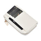 Milk white coin zipper card bag with card slots and gold-tone zipper pull