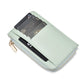 Light green coin zipper card bag with card slots and gold-tone zipper pull