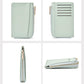 Light green coin card wallet with zipper pocket and card slots, front/back views