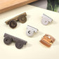 Magnetic leather bag metal buttons set with round snap fasteners in mixed finishes