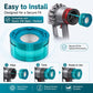 Turquoise post-filter replacement shown with alignment and twist-install design