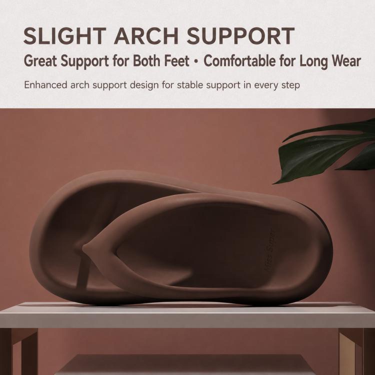 Dark brown EVA flip-flops with thick arch-support sole