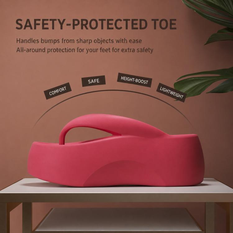Rose red EVA flip-flop showing thick toe and side profile