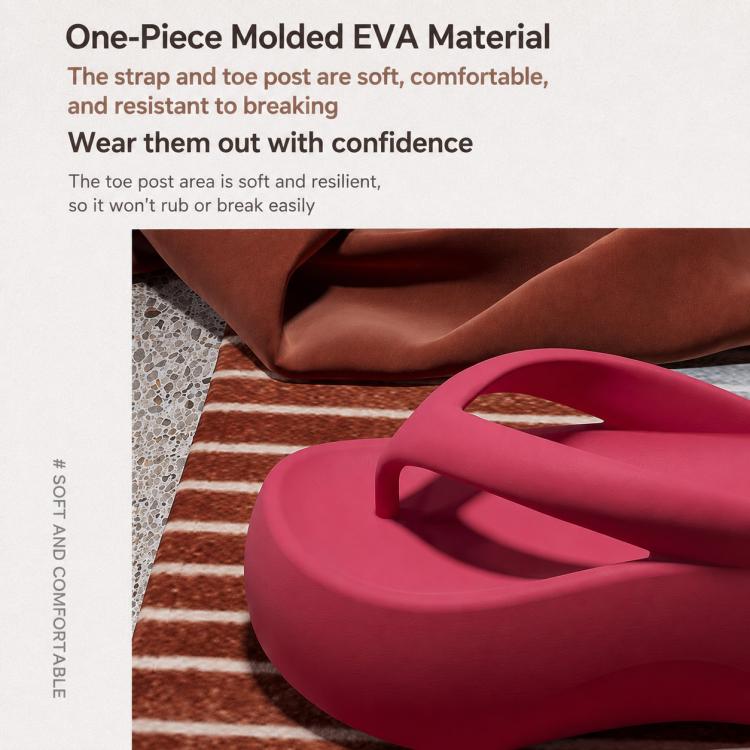 Rose red EVA one-piece molded flip-flops with open toe strap