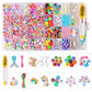 DIY beaded bracelet kit with mixed colorful beads, charms, and 36-compartment tray