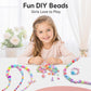 DIY beaded bracelet kit with child-made bead accessories on a beading craft set