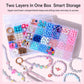 Double-layer bead storage box filled with assorted crystal beads and small charm pieces