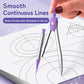 Purple-tipped compass and ruler for drawing circles with measurement lines
