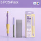 Purple correction mechanical pencil with yellow grip, 5-pack with spare tips