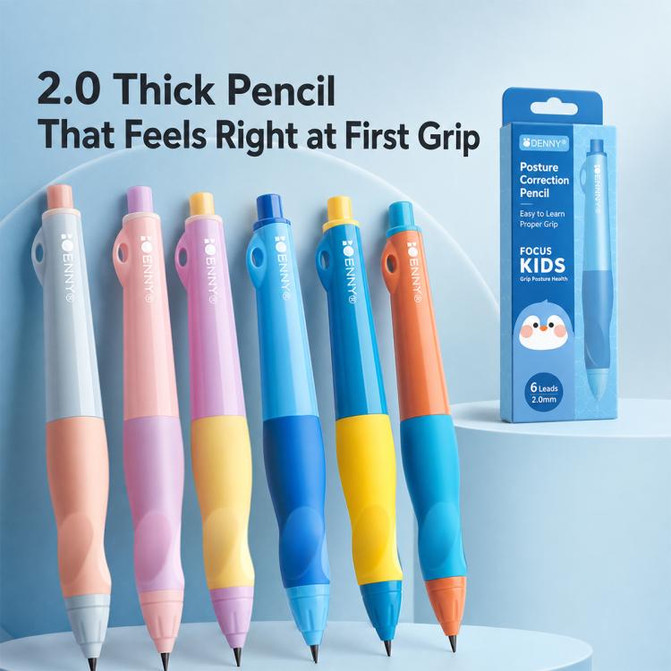 Colorful kids correction mechanical pencils set with thick 2.0 lead grips