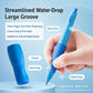 Blue correction mechanical pencil with ergonomic water-drop grip, held in hand