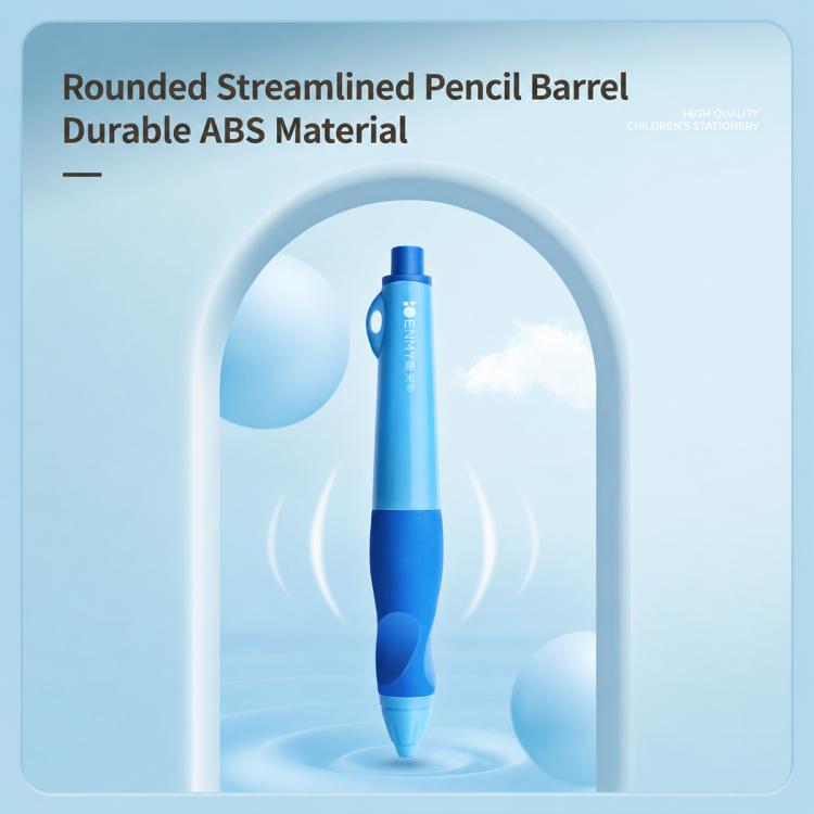 Blue correction mechanical pencil with rounded barrel inside display window