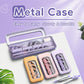 Metal storage case with transparent compartments and compass plus rulers