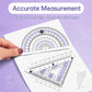 Clear protractor and ruler set on paper for accurate measurements