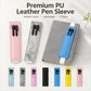 Multicolor PU leather pen sleeves featuring dual elastic pen slots