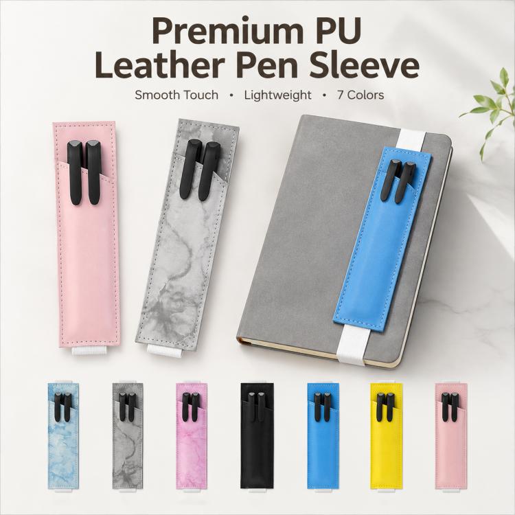 Multicolor PU leather pen sleeves featuring dual elastic pen slots