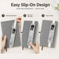 Gray PU leather pen sleeve with elastic band and dual pen slots