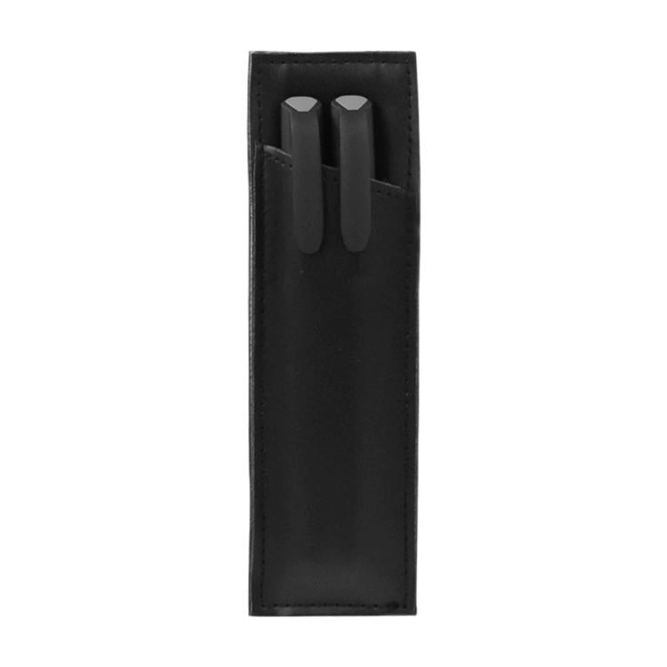 PU leather pen sleeve with two elastic pen holders, black