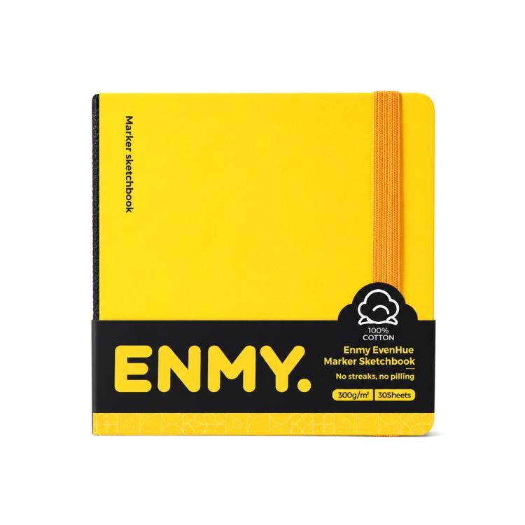 ENMY EvenHue marker sketchbook, yellow square cover with black spine and stitched edge