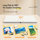 Square sketchbook lying flat at 180°, with thick spine and pages