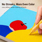 Marker coloring a sketchbook page with blue, yellow, and red shapes