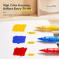 Yellow square sketchbook open, showing color swatches on white pages