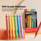 Acrylic fineliner pens set: rainbow colors in translucent barrels, with boxed package