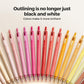 Color acrylic fineliner pens set with multiple pink, red, orange, and gold barrels
