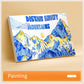 Acrylic fineliner painting card with blue mountain scene and orange pen