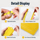 Yellow PU leather luggage tag detail, adjustable buckle and printable insert