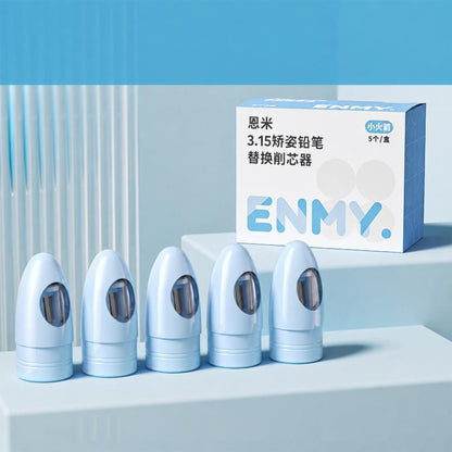 Blue cap-style pencil replacement sharpener, 5-pack in box
