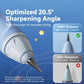 Blue cap-style pencil sharpener showing angled tip for sharpening