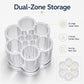 Dual-zone clear pen holder with 6 outer slots and 3 center slots