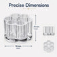Transparent plastic pen holder with 90 mm width and 70 mm height, open compartments