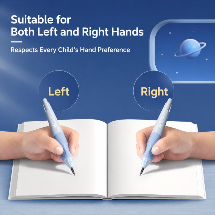 Two blue cat-paw rocket-shaped posture-correct mechanical pencils for left and right hands