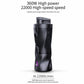 Black portable crushed ice juicer with top chamber and glowing power button