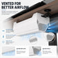 White under-desk cable management box with vent slots for airflow