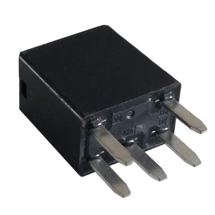 Black 5-pin relay with angled view showing five metal pins