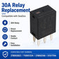 Black 5-pin relay replacement card showing the relay with printed part number references