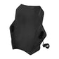 Black universal motorcycle windshield with side mount cutouts and bracket pieces
