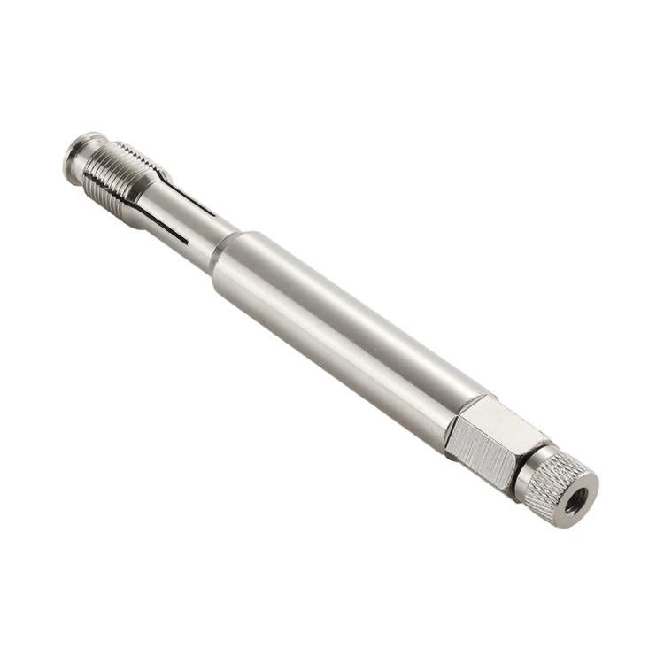 Spark plug thread repair tool, silver shaft with knurled ends and elongated body
